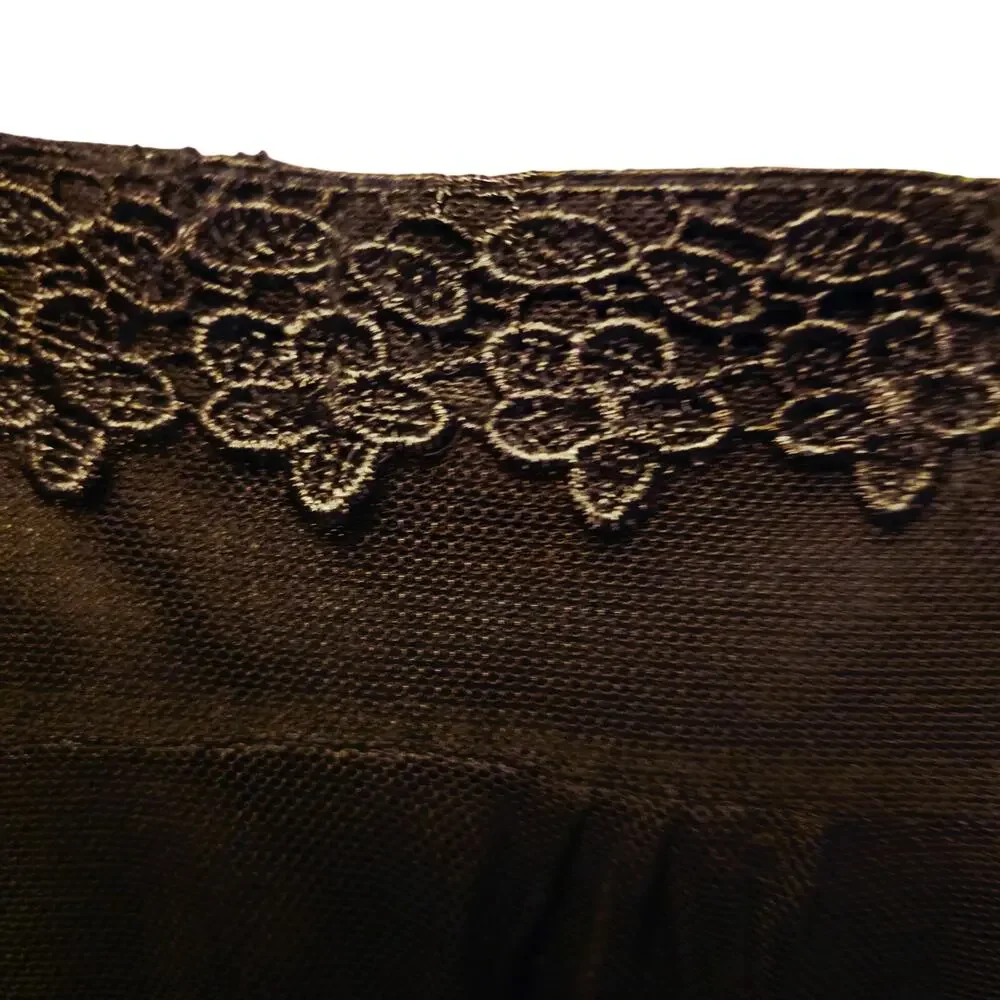 rancho Estancia black floral lace dark fairy whimsy goth dress size m - Picture 7 of 7